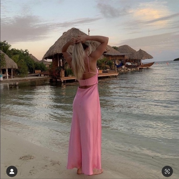 Zara Satin Effect Cut out Dress Pink NWT - Picture 4 of 9